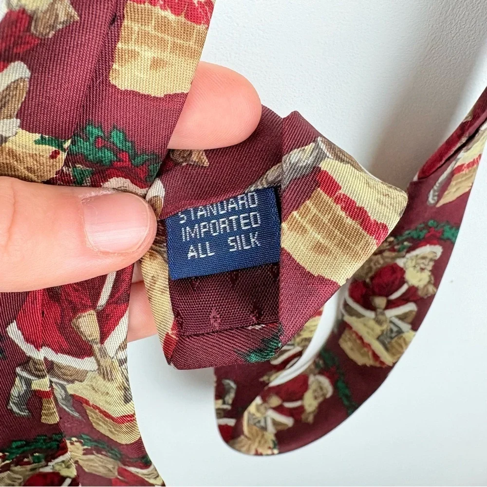 Vintage Jacob Roberts Nordstrom Men’s 100% Silk Tie Christmas Santa Red Holiday